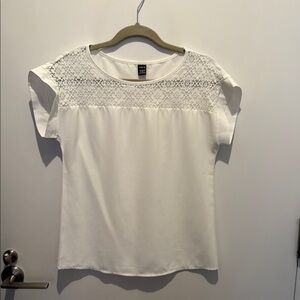 SHEIN White Cap Sleeve Lace Blouse